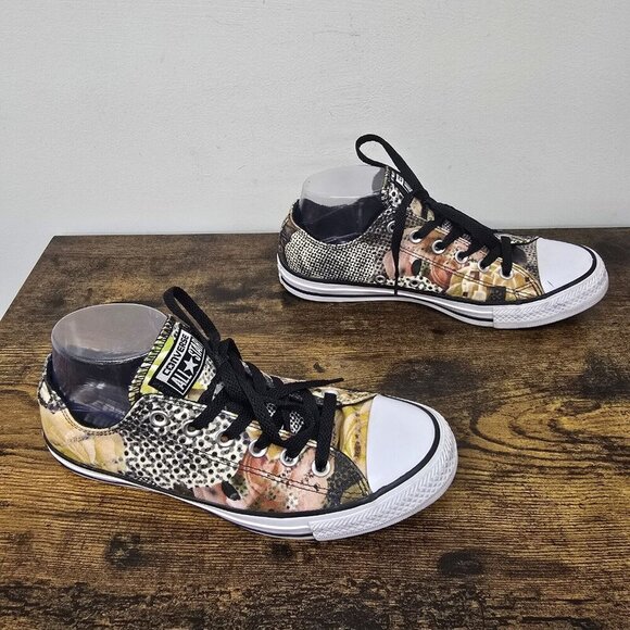CONVERSE All Star Floral Yellow OX Low Canvas Sneakers Women’s Shoes Size 8.5 - Picture 2 of 9